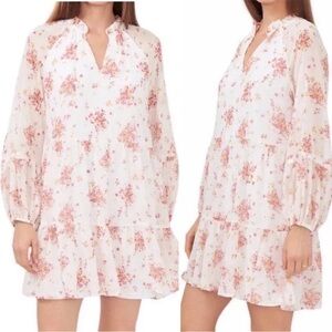 Vince Camuto Mini Chiffon Dress Tiered Ruffle Floral Print